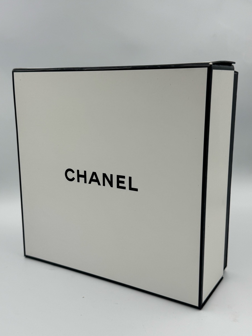 Authentic CHANEL Empty Gift Box White Black Square Storage Display 10x10